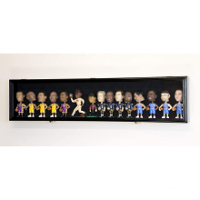 Black Wood Finish Black Felt Background Horizontal Bobble Head Action Figures Doll Display Case Cabinet Wall Rack Lockable